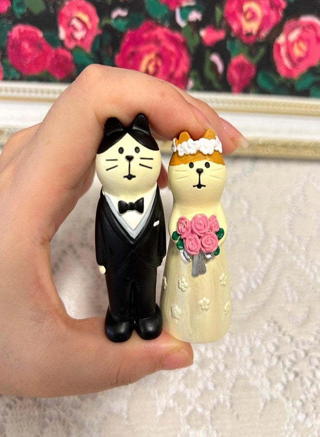 Gwindrise Wedding Cat Figurines Set - Mini Groom and Bride, Adorable Wedding Gifts for Cat Lovers, Anniversary Cake Topper Decoration, Resin Kitty Statues Table Décor - Image 5