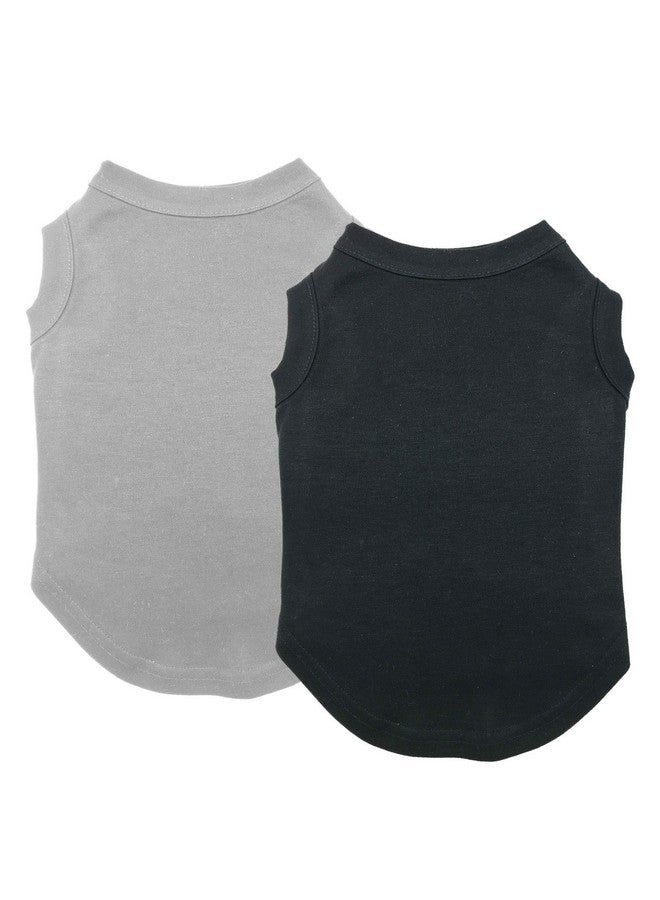 Dog Shirts Clothes, Chol&Vivi Dog Clothes T Shirt Vest Soft And Thin, 2Pcs Blank Shirts Clothes Fit For Extra Small Medium Large Extra Large Size Dog Puppy, Large Size, Black And Grey - Image 1