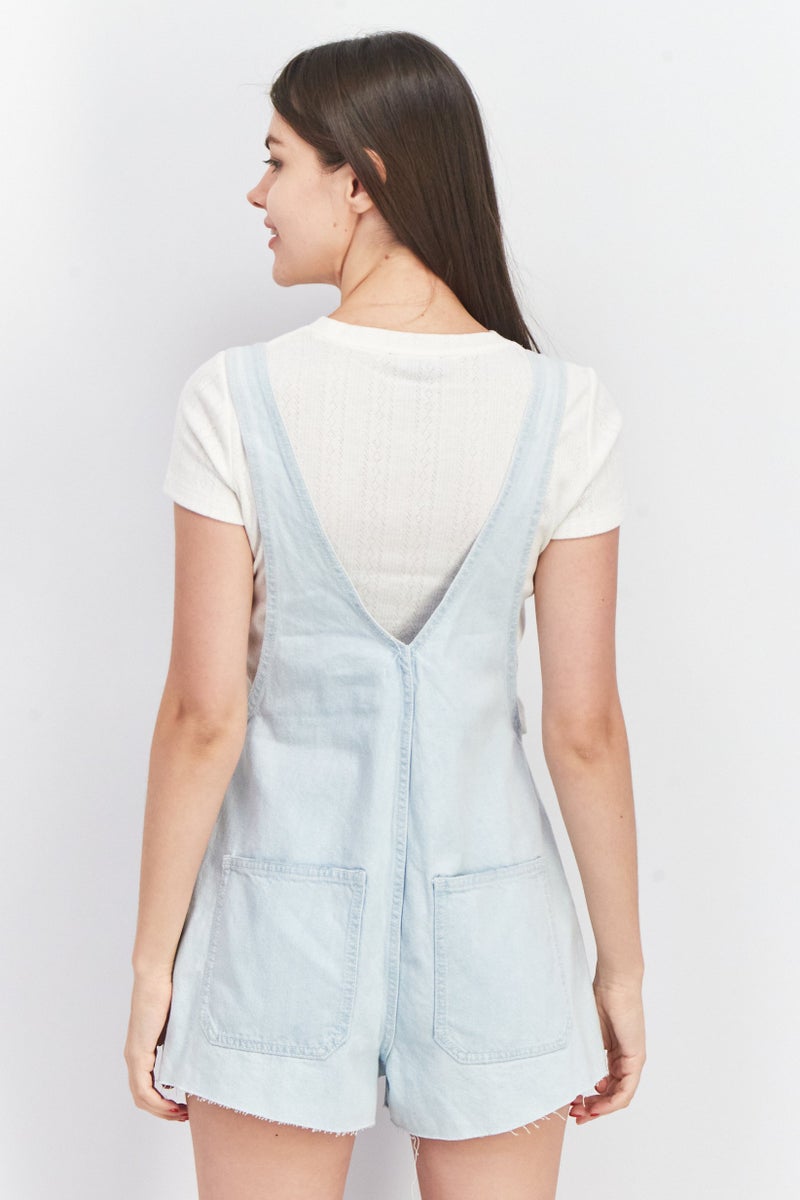 Don't Call Me Jennyfer Women Sleeveless Denim Playsuit, Wash Blue - Image 3