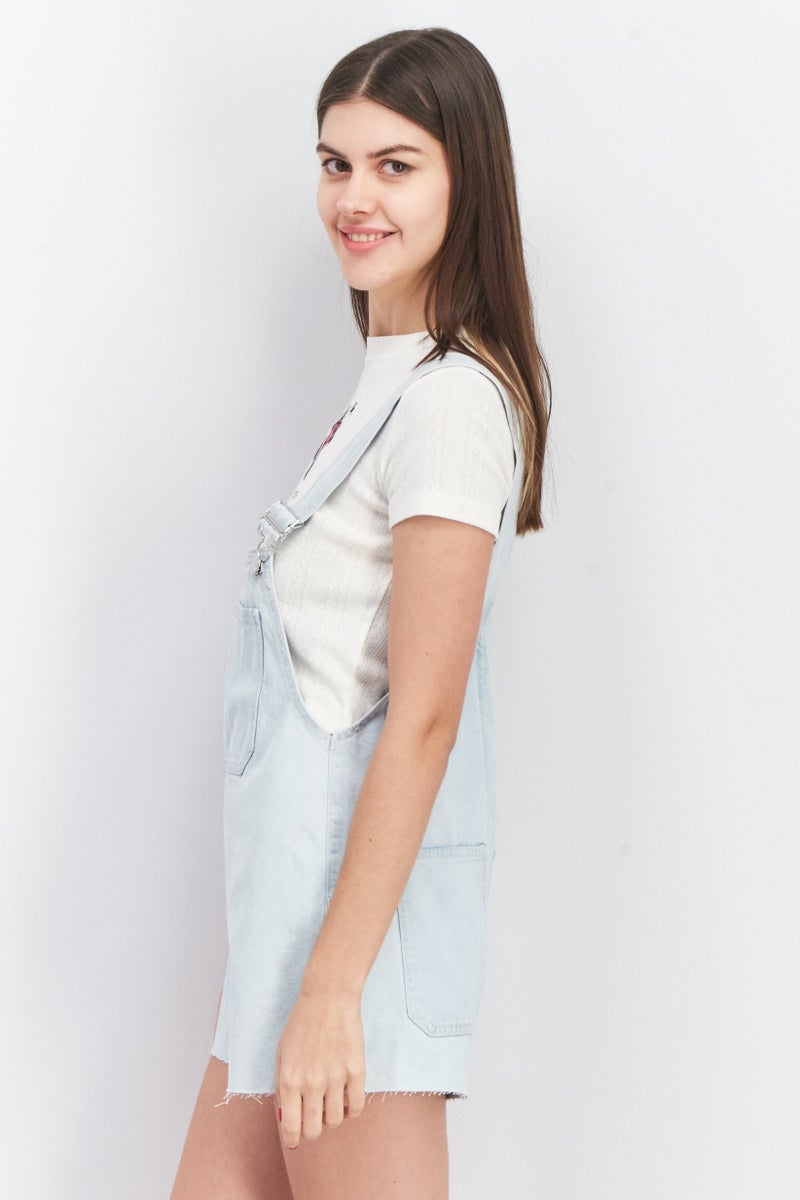 Don't Call Me Jennyfer Women Sleeveless Denim Playsuit, Wash Blue - Image 2