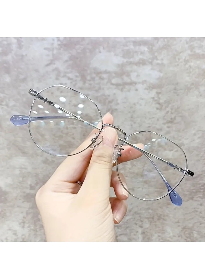 SCENT HOUSE Women'S Anti-Blue Light Glasses - Computer Eyewear with, Non- Glasses for Office, Gaming, Smartphone - Full-Rim Round Frame, Lightweight Metal Hinges - Compatible with Glasses - Fashion Glasses for Women, Office Eyewear, Trendy Eyewear, Durable Eyeglasses, Gaming Eyewear, Stylish Frames, Highquality Lenses, Protective Lenses, Digital Device Users (Includes eyeglass case) - Image 4