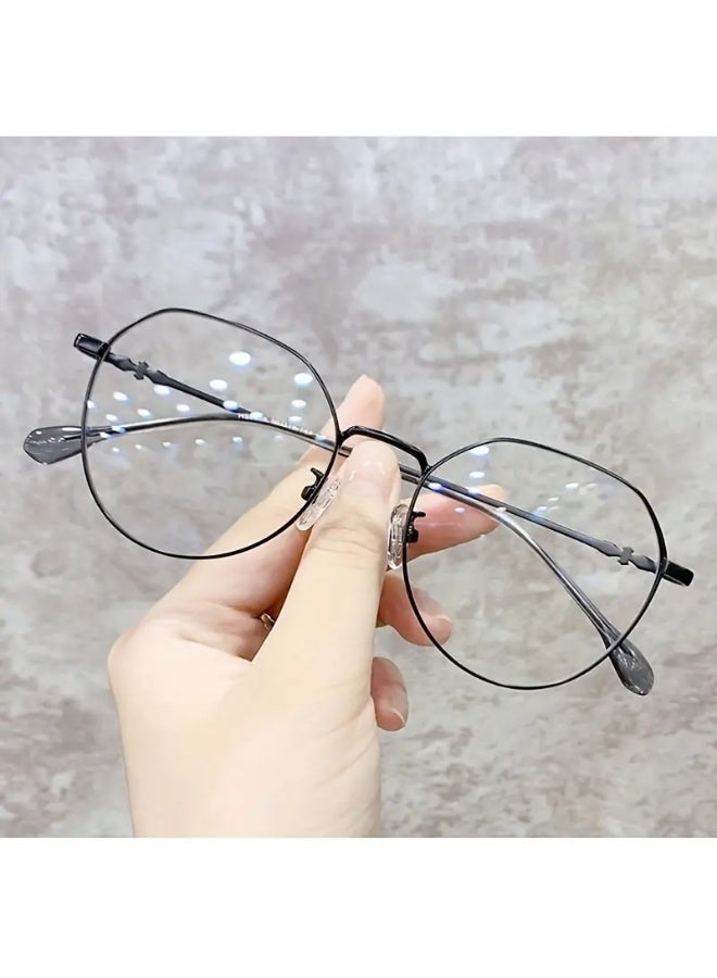 SCENT HOUSE Women'S Anti-Blue Light Glasses - Computer Eyewear with, Non- Glasses for Office, Gaming, Smartphone - Full-Rim Round Frame, Lightweight Metal Hinges - Compatible with Glasses - Fashion Glasses for Women, Office Eyewear, Trendy Eyewear, Durable Eyeglasses, Gaming Eyewear, Stylish Frames, Highquality Lenses, Protective Lenses, Digital Device Users (Includes eyeglass case) - Image 5