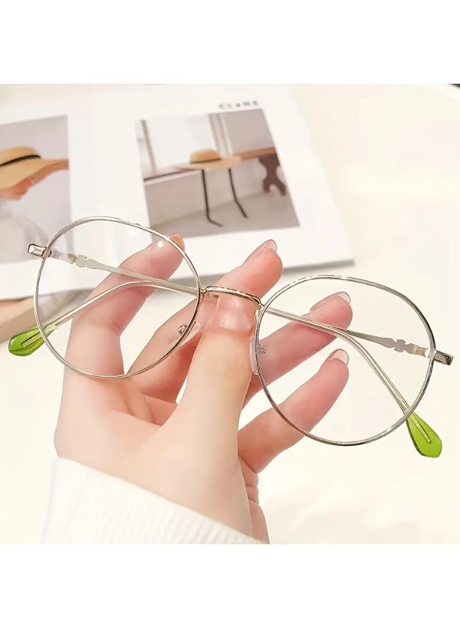 SCENT HOUSE Women'S Anti-Blue Light Glasses - Computer Eyewear with, Non- Glasses for Office, Gaming, Smartphone - Full-Rim Round Frame, Lightweight Metal Hinges - Compatible with Glasses - Fashion Glasses for Women, Office Eyewear, Trendy Eyewear, Durable Eyeglasses, Gaming Eyewear, Stylish Frames, Highquality Lenses, Protective Lenses, Digital Device Users (Includes eyeglass case) - Image 3