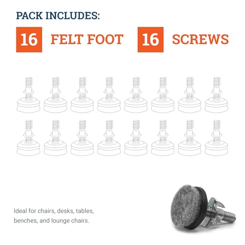 Cloverdale Supply - Furniture Levelers for Uneven Floors - 16 Pack Adjustable Leveling Feet Heavy Duty Table Leg Levelers, Chair Stabilizers Support 400 lbs - 1/4-20 Furniture Leveling Pads - Image 4