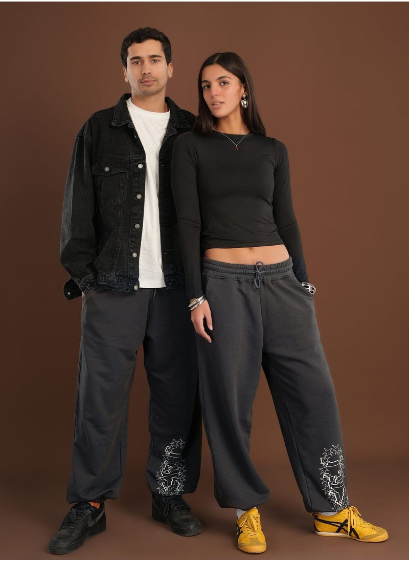 In Your Shoe Dark Grey Printed Swants  - Image 1
