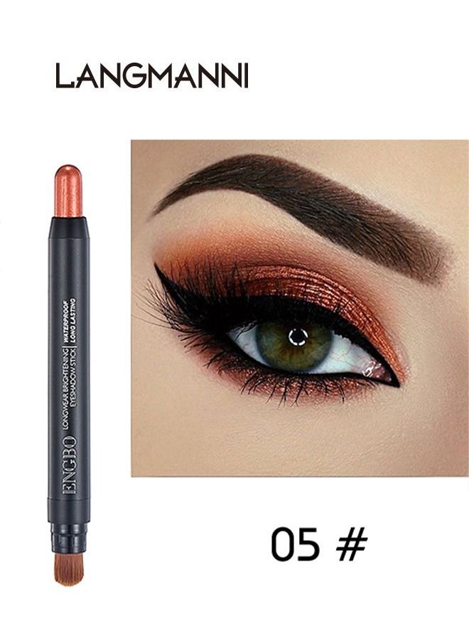 Cream Eyeshadow Stick, Eyeshadow Stick for Eyes Makeup, Long Lasting and Waterproof Eye Shadow Pencil, Brighter Eye Shadow Pencil Crayon, Smooth Shimmer Eyeshadow Stick with Soft Brush