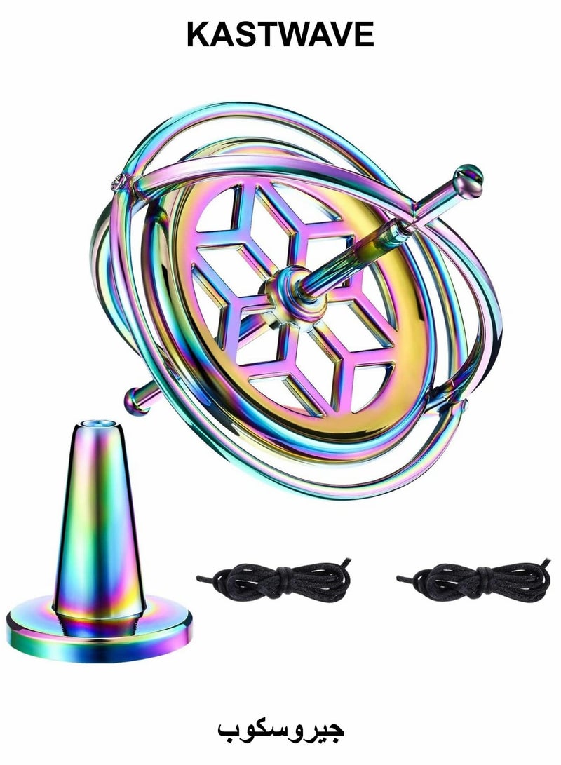 KASTWAVE Gyroscope, Metal Anti-Gravity Gyroscope Toy Colorful Spinning Top Desktop Ornament for Children Adult - Image 1