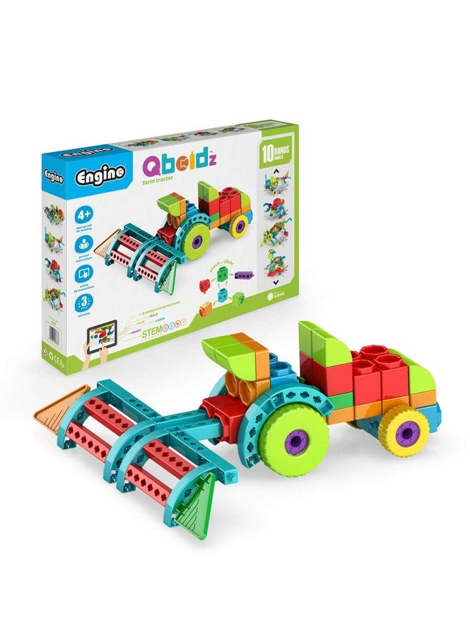Engino: Qboidz Farm Tractor - 10 Model Brick Building Set, Toy Construction, Coloring-Math Activities, Stack-Click Assembly, STEM Play-Learn, Kids 4+ - Image 1