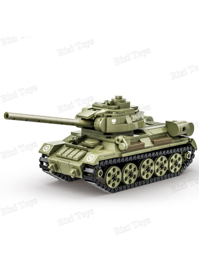 wange T-34-85 Medium Tank Building Blocks Set, 602 Pieces, Classic Military Tank Model, Educational Construction Toy & Display Collectible for Kids, Teens and Adults - Image 1