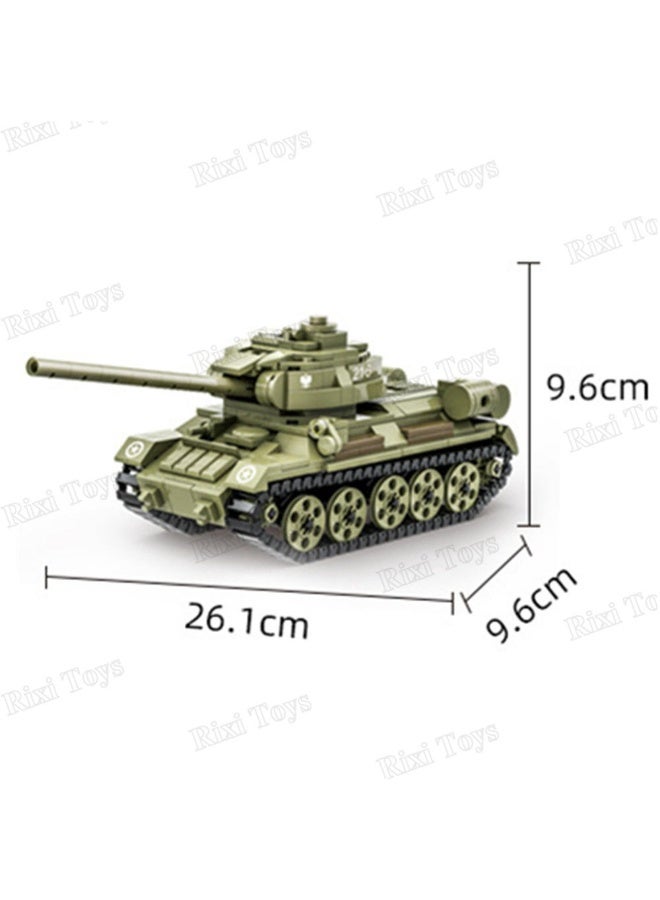 wange T-34-85 Medium Tank Building Blocks Set, 602 Pieces, Classic Military Tank Model, Educational Construction Toy & Display Collectible for Kids, Teens and Adults - Image 3