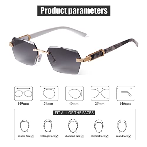 JUDOO Vintage Rimless Sunglasses for Women Men Rectangle Frameless Candy Color 2000s Glasses - Image 4
