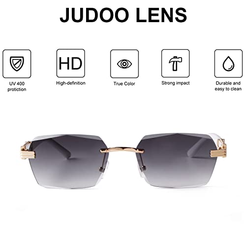 JUDOO Vintage Rimless Sunglasses for Women Men Rectangle Frameless Candy Color 2000s Glasses - Image 5