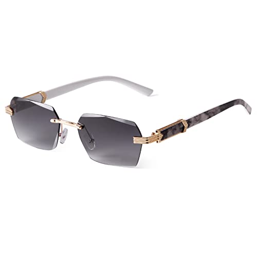 JUDOO Vintage Rimless Sunglasses for Women Men Rectangle Frameless Candy Color 2000s Glasses - Image 1
