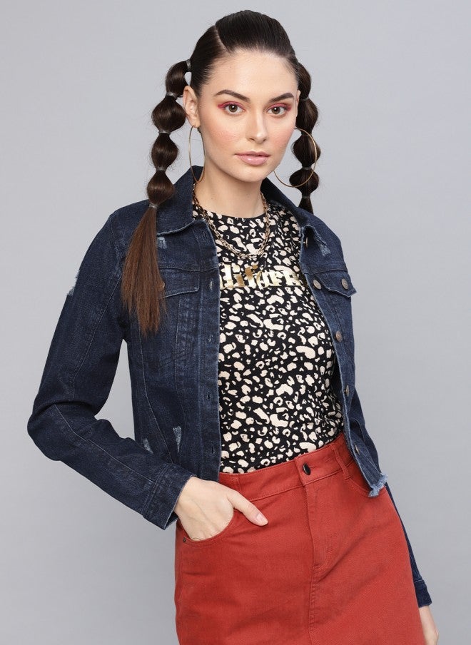 ساسافراس جاكيت جينز كحلي نسائي - Image 1