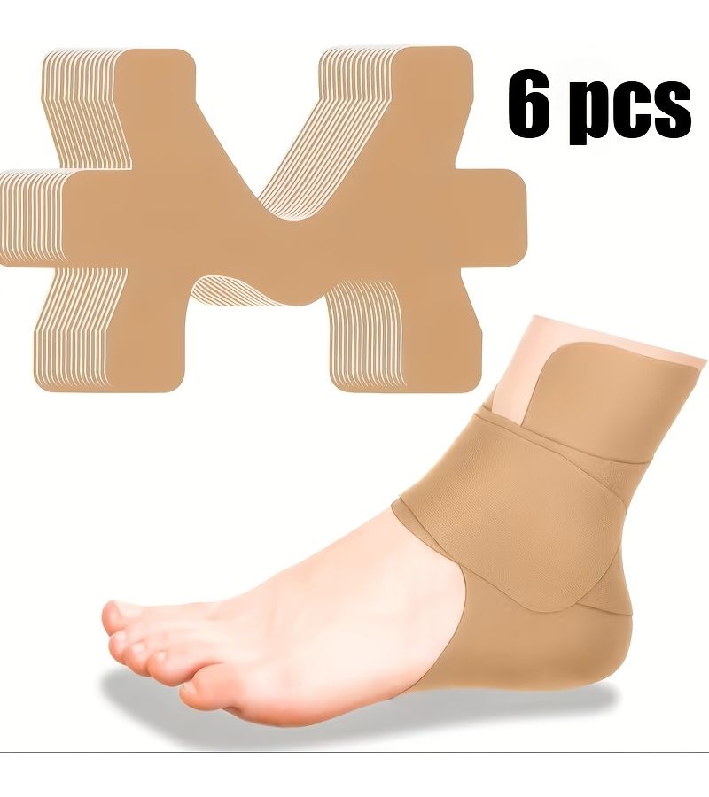 6 Pairs Light Brown Adjustable Ankle Support Braces with Elastic Pre Cut Straps Breathable for Sports Post Surgery Ligament Stabilization Non Surgical Stabilization for Men Women - Image 1