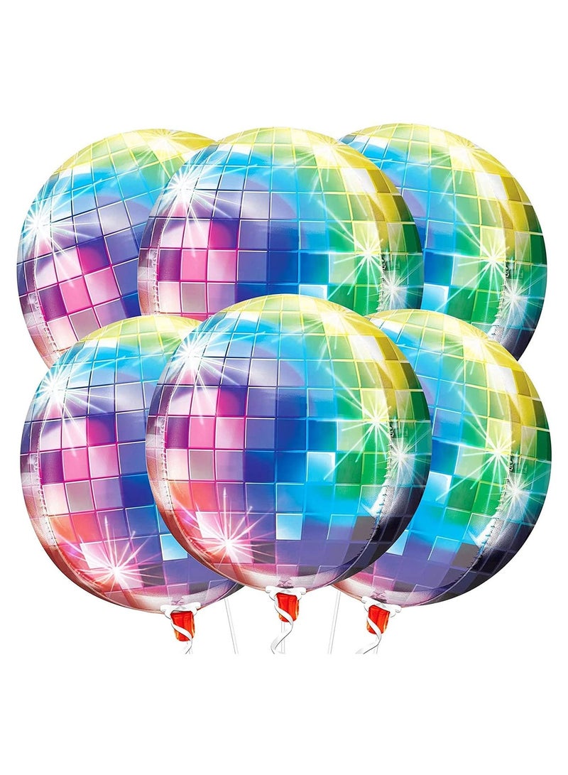 JOLLITY LLC Large Disco Ball Balloons for Party Decorations 22 Inches 360 Degree 4D Round Sphere Foil Metallic Disc Theme for Birthday, Bachelorette, Wedding, Baby Shower (6pcs) - Image 1