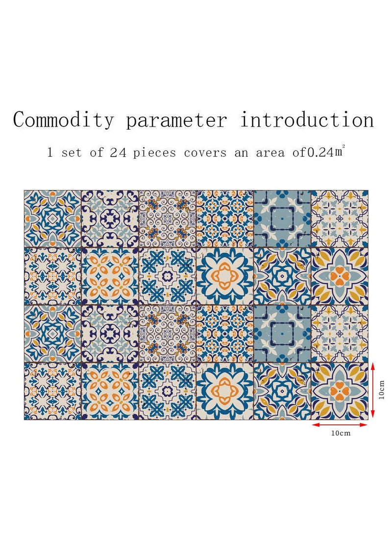 10cm 24pieces ceramic tile tiling, retro pattern self-adhesive splicing, refurbished wall tiling