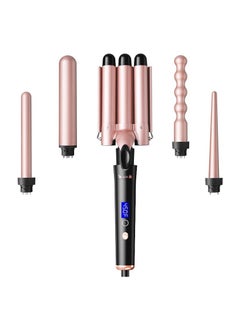 General 5 in 1 curling wand with temperature display, curling wand set with 5 interchangeable ceramic curling wands, instant heat, suitable for all hair types  - Image 1