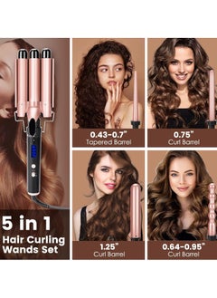 General 5 in 1 curling wand with temperature display, curling wand set with 5 interchangeable ceramic curling wands, instant heat, suitable for all hair types  - Image 4