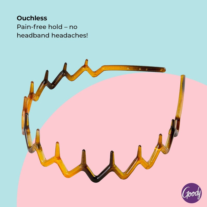 Goody Ouchless Headband For All Hair Types - Zigzag Tooth - Comfort Fit for All-Day Wear - Beautiful Design for Instant Style - Pain-Free Hair Accessories for Women, Men, Boys & Girls - Image 3