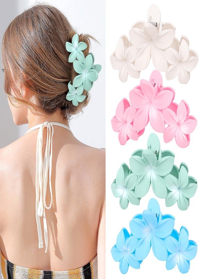 ANBALA 4PCS Cute Plumeria Flower Claw Hair Clips for Women - Large, Strong Hold Beach Hair Accessories for Thick Hair (Colorful) - Image 1