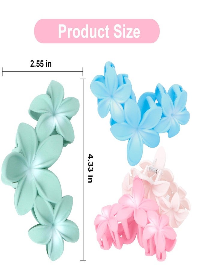 ANBALA 4PCS Cute Plumeria Flower Claw Hair Clips for Women - Large, Strong Hold Beach Hair Accessories for Thick Hair (Colorful) - Image 5
