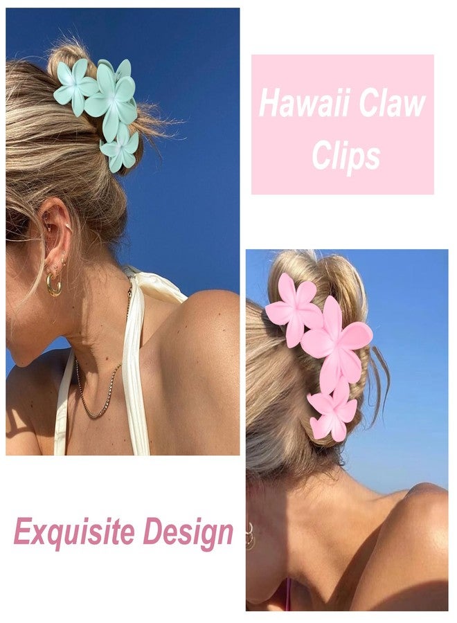 ANBALA 4PCS Cute Plumeria Flower Claw Hair Clips for Women - Large, Strong Hold Beach Hair Accessories for Thick Hair (Colorful) - Image 3