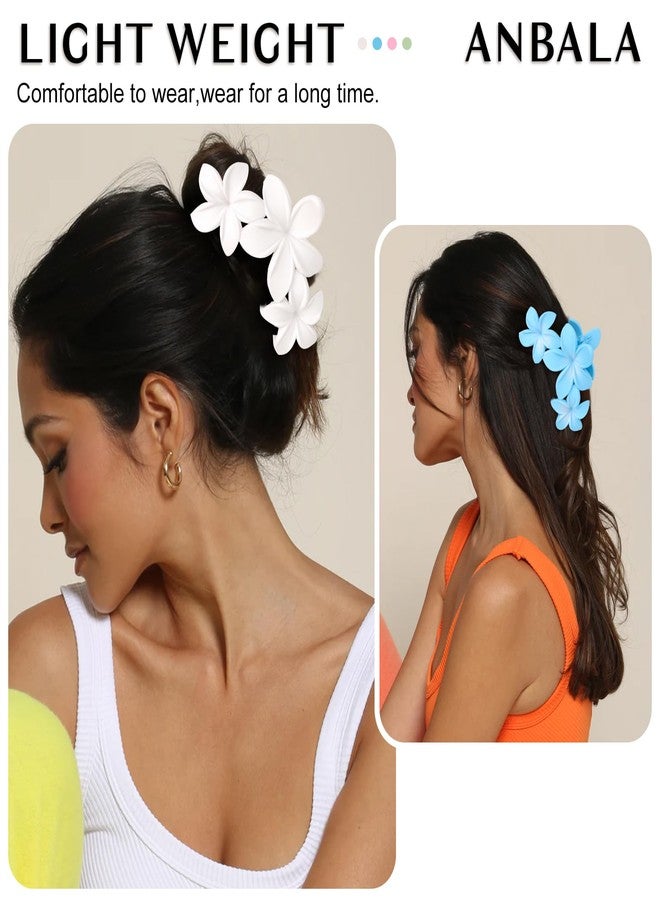 ANBALA 4PCS Cute Plumeria Flower Claw Hair Clips for Women - Large, Strong Hold Beach Hair Accessories for Thick Hair (Colorful) - Image 4