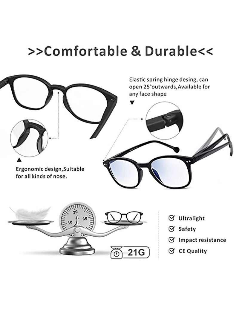 SYOSI Blue Light Filter Eyewear for Men & Women, Anti Blue Light Eyestrain UV Glare Blocking, TV Computer Gaming Glasses, Black - Image 4