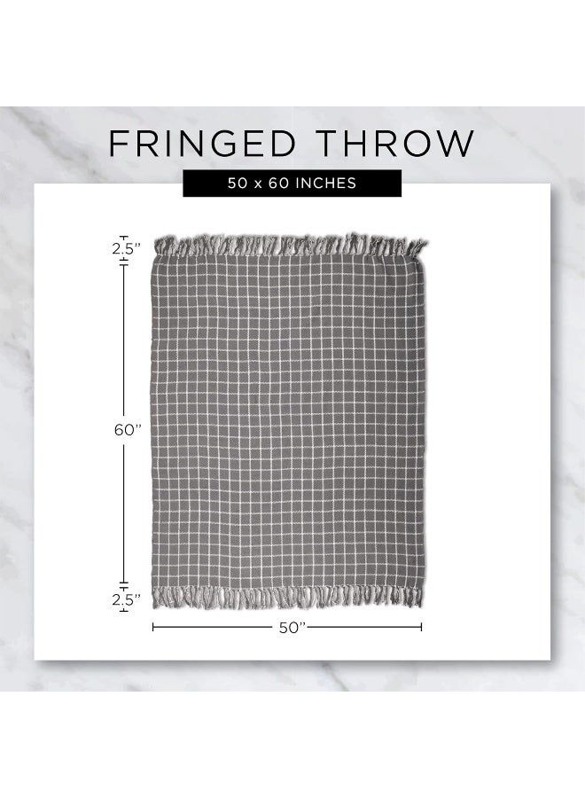 DII Herringbone Striped Collection Cotton Throw Blanket 50x60 Gray - Image 2