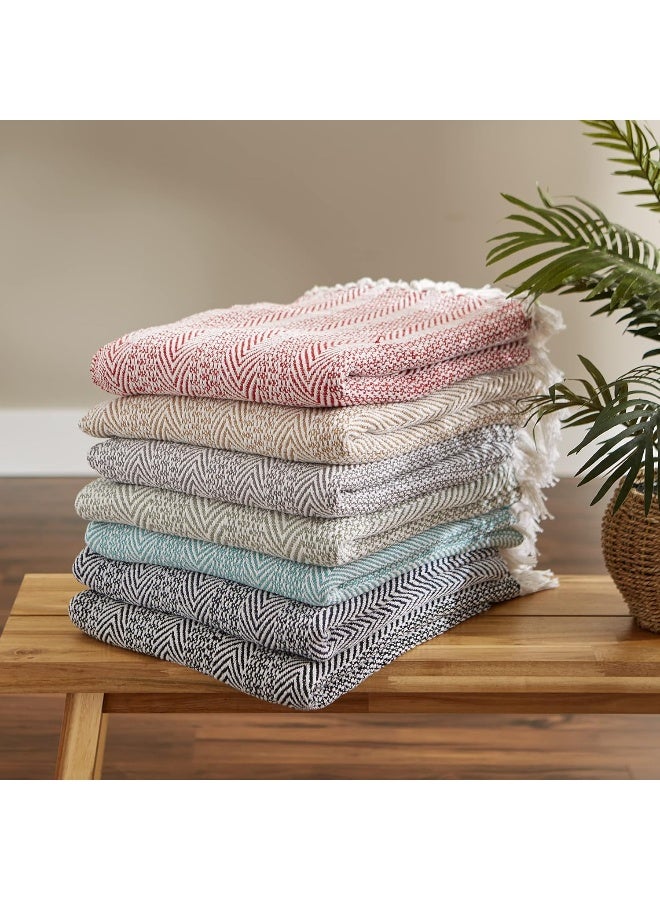 DII Herringbone Striped Collection Cotton Throw Blanket 50x60 Gray - Image 3