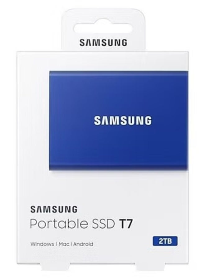 Samsung 2TB T7 USB 3.2 Gen.2 Portable SSD, Up to 1,050MB/sec Read & Up to 1,000 MB/sec Write Speeds, 256-Bit AES Hardware Encryption, PCIe NVMe Technology, Blue | MU-PC2T0H/WW 2 TB - Image 3