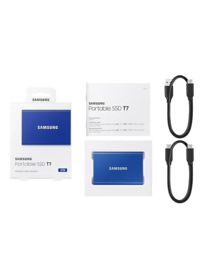 Samsung 2TB T7 USB 3.2 Gen.2 Portable SSD, Up to 1,050MB/sec Read & Up to 1,000 MB/sec Write Speeds, 256-Bit AES Hardware Encryption, PCIe NVMe Technology, Blue | MU-PC2T0H/WW 2 TB - Image 5