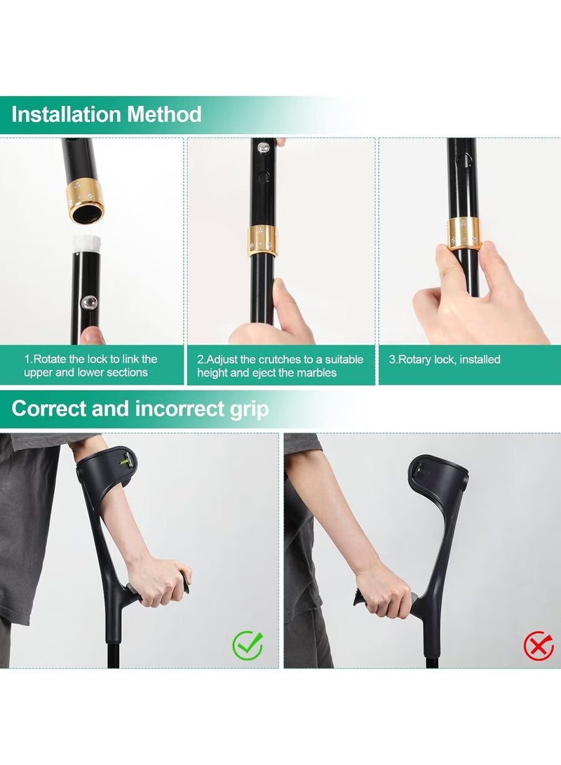 GMORO Pair Forearm Crutches Ergonomic Folding Forearm Crutches for Adults with Anti-Dorp Cuff 10-Level Adjustable Height Suitable for Adults with Leg Injury - Image 5