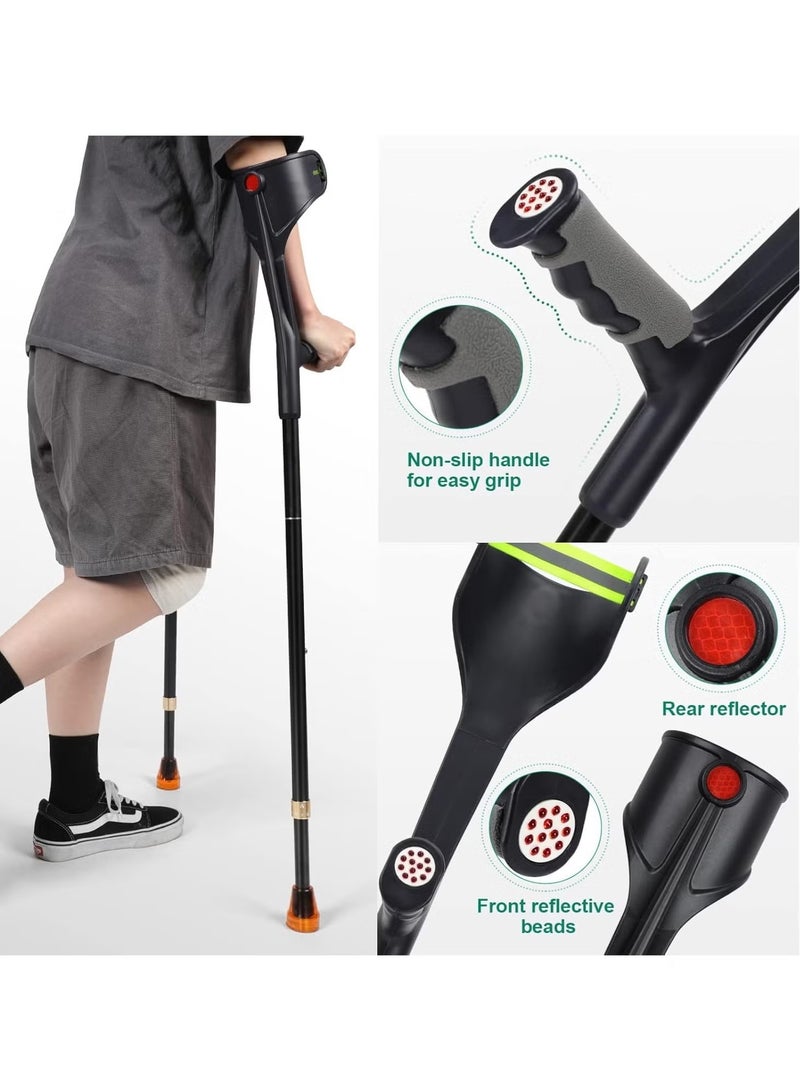 GMORO Pair Forearm Crutches Ergonomic Folding Forearm Crutches for Adults with Anti-Dorp Cuff 10-Level Adjustable Height Suitable for Adults with Leg Injury - Image 4