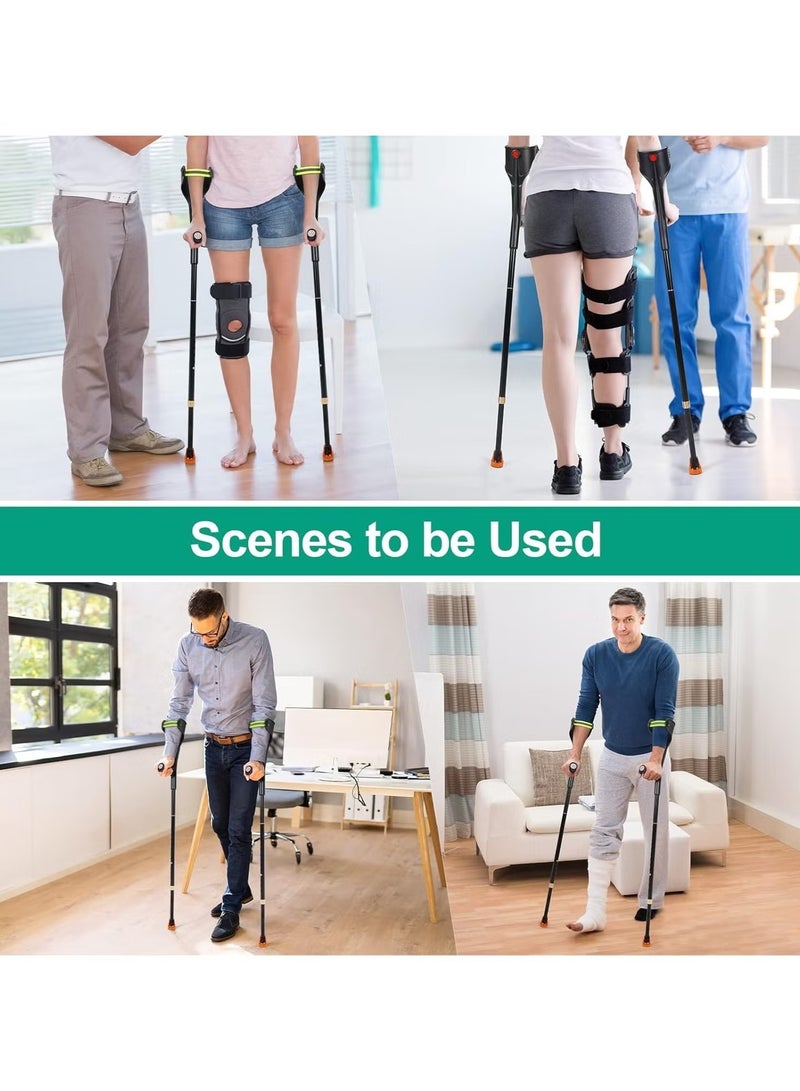 GMORO Pair Forearm Crutches Ergonomic Folding Forearm Crutches for Adults with Anti-Dorp Cuff 10-Level Adjustable Height Suitable for Adults with Leg Injury - Image 2
