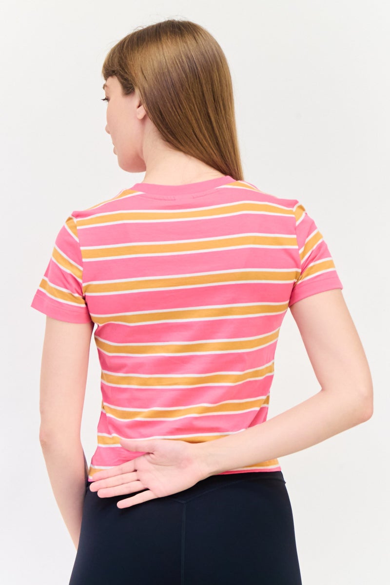 PUMA بلوزة نسائية ضيقة الأكمام القصيرة للخارج، وردية - Image 3