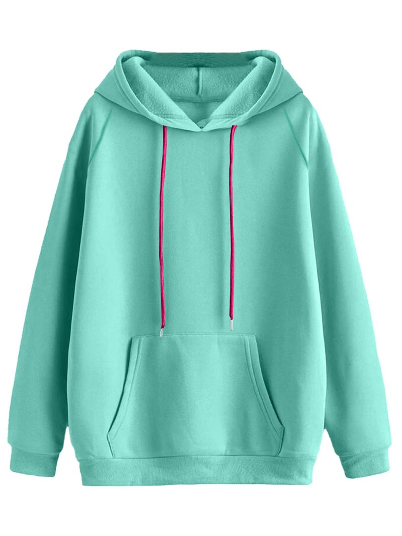 JUNEBERRY® Cotton Fleece Regular Fit Solid Sweatshirt Jumper Hoodie for Women (JHD0423GNPL21_XL) Green - Image 1