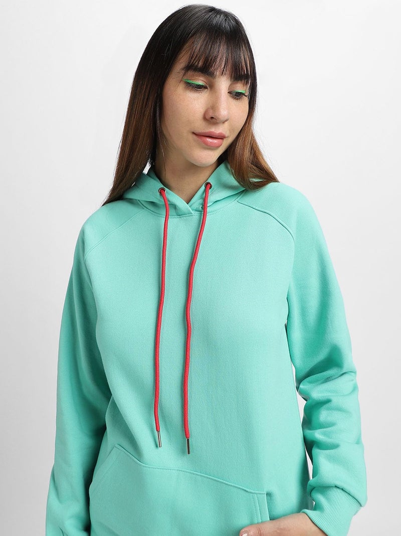 JUNEBERRY® Cotton Fleece Regular Fit Solid Sweatshirt Jumper Hoodie for Women (JHD0423GNPL21_XL) Green - Image 4