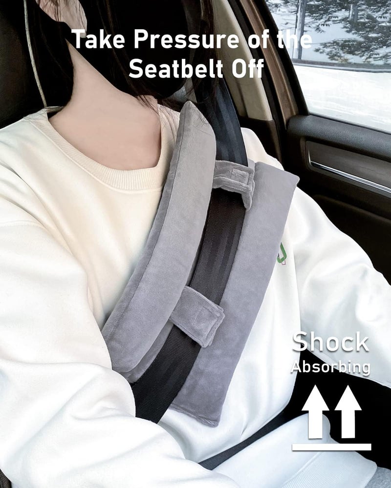 BELINOUS Seat Belt Pillows for Post Mastectomy Surgery, Seatbelt Chest Cushions After Heart Surgery for Car, Port Pillows for Chemo and Breast Cancer Patients' Comfort (Gray) - Image 3