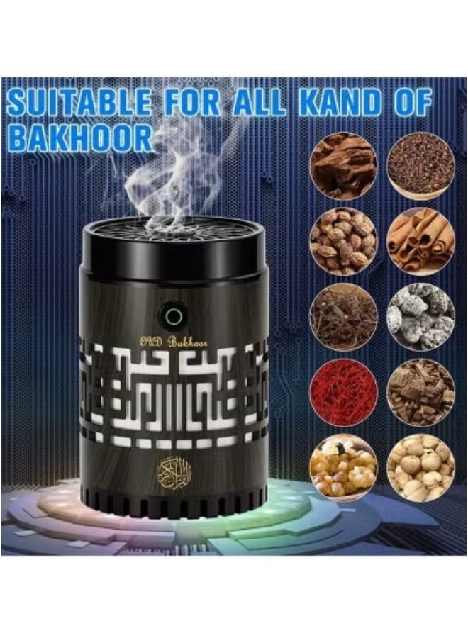 JAJEEK SQ-309 Quran Speaker & Mini Bakhoor Incense Burner – 8GB Memory, 15 Language Recitations, Bluetooth Speaker with Multicolor LED Night Light, App & Remote Controlled, Natural Wood Finish, Wireless Audio, Dual-Function Quran Player and Aroma Diffuser for Home & Travel – Portable Islamic Gift for Ramadan, Home Decor, and Daily Use - Image 2