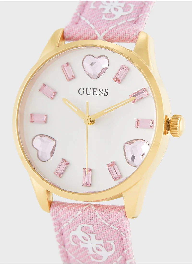 GUESS Candy Hearts Lather Strap Analog Watch