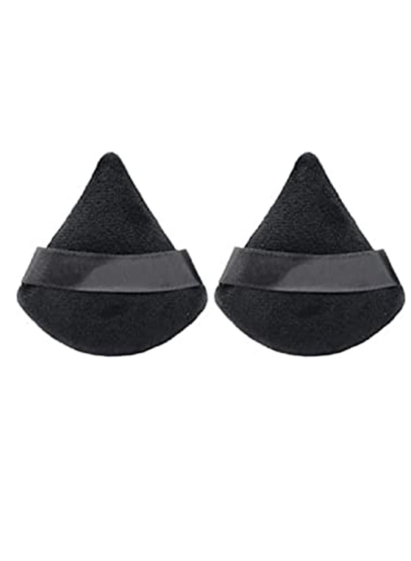 MIRFA Triangle Makeup Puff Pure Cotton Powder, 2 Pieces, Black - Image 1