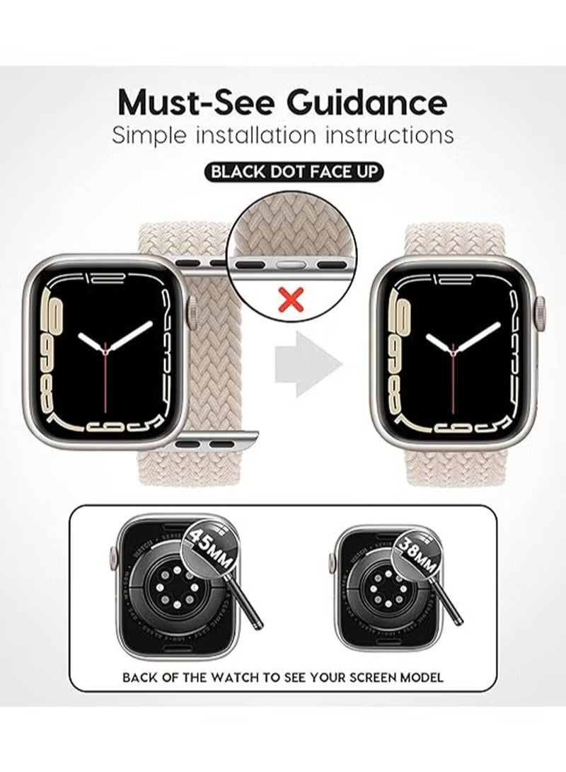 Bands Compatible with Apple Watch 38mm 40mm 41mm Series 9/8/7/SE/6/5/4/3/2/1 IWatch Ultra/Ultra 2/Braided Solo Loop Nylon Fabric Strap S