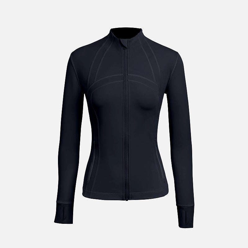 Generic Womens Brushed Warm Zip-Up Hoodie for Yoga  Fitness WT03 navy blue brushed 2.0 