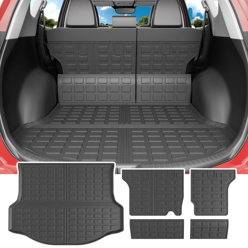 حصيرة صندوق السيارة powoq متوافقة مع تويوتا RAV4 2013 2014 2015 2016 2017 2018 غطاء صندوق السيارة لجميع الأحوال الجوية بديل حصيرة مسند الظهر لملحقات تويوتا RAV4 تناسب حصيرة صندوق السيارة الخلفية 20132018 حصائر مسند الظهر