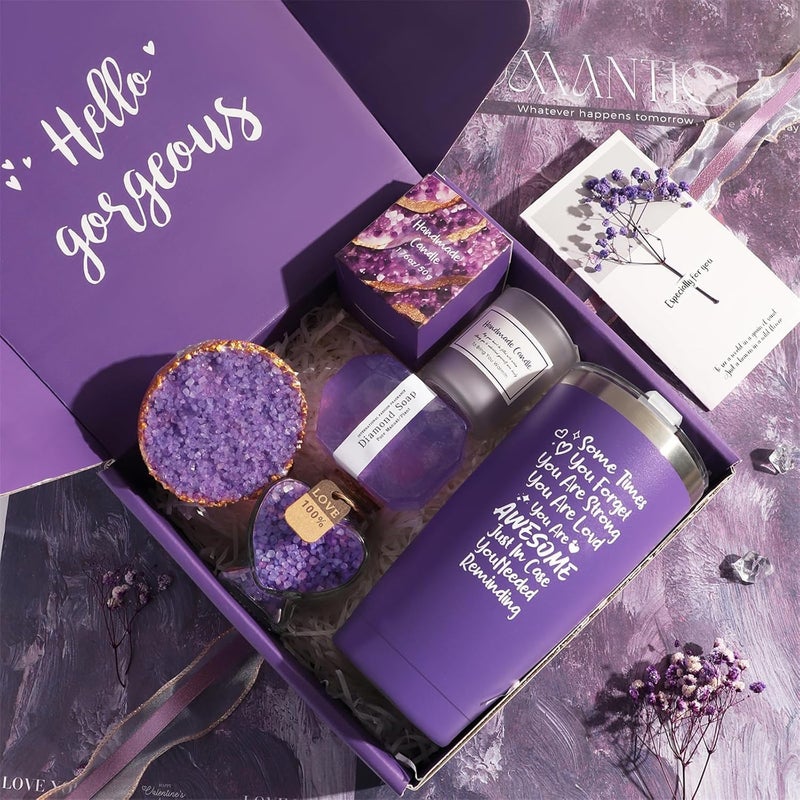 Makbeaty Spa Gift Set for Women, 8PCS Bath Gift Set with Gift Box, Lavender Self Care Spa Gifts, Relaxation Spa Gift Set, Luxury Birthday Spa Gift Set for Mom, Wife, Sister, Best Friend - Image 5