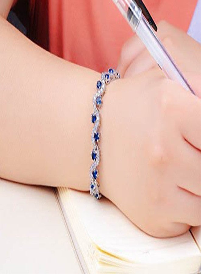 Mahi Rhodium Plated Rich Royal Blue Crystals Bracelet for Women BR1100276RCC - Image 3