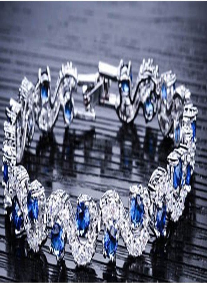 Mahi Rhodium Plated Rich Royal Blue Crystals Bracelet for Women BR1100276RCC - Image 4