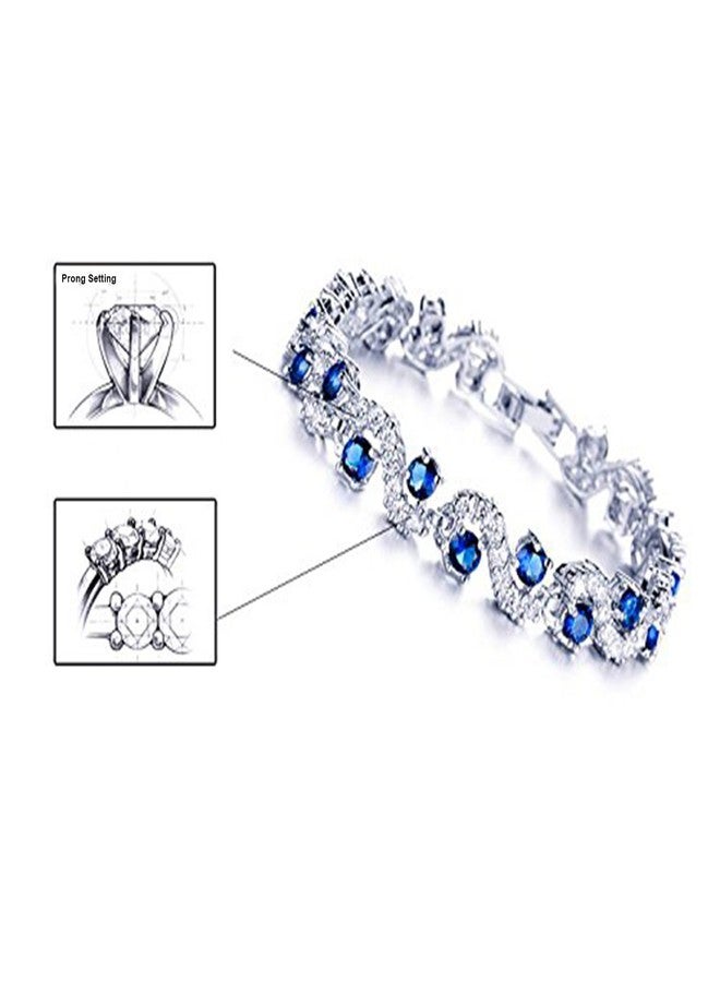 Mahi Rhodium Plated Rich Royal Blue Crystals Bracelet for Women BR1100276RCC - Image 2